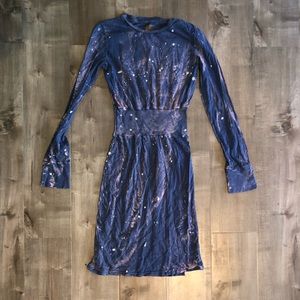 Bleach washed above the knee rib knitted dress